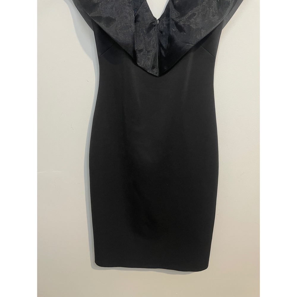 Eliza J Organza Ruffle Cocktail Dress Black Size 6 Cocktail Party Wedding Guest - Picture 3 of 11